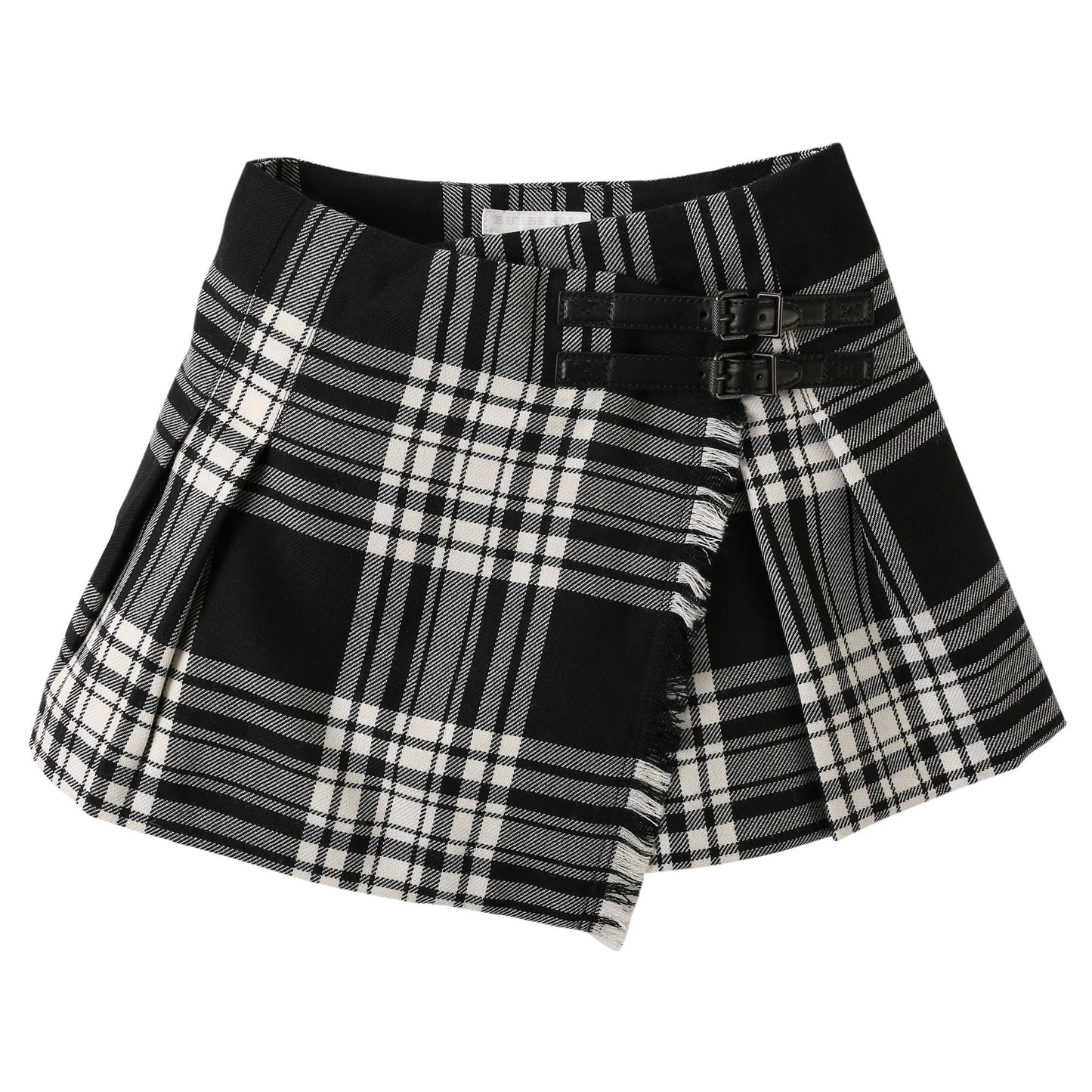 Girls Black & White Check Kilt Skirt