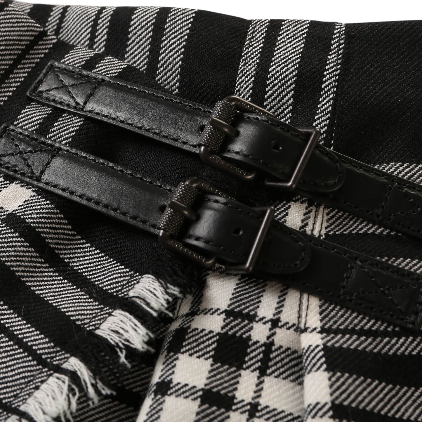 Girls Black & White Check Kilt Skirt