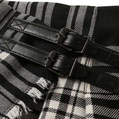 Girls Black & White Check Kilt Skirt