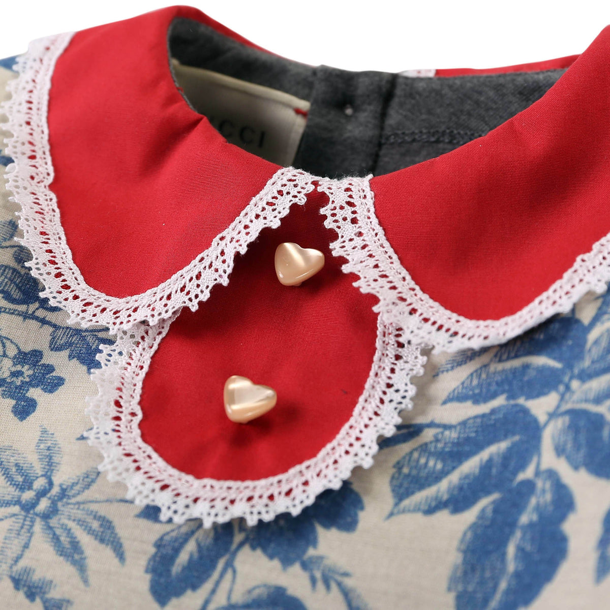 Baby Girls WhiteLace Collarr Sweatshirt With Blue Leaf Print Trims