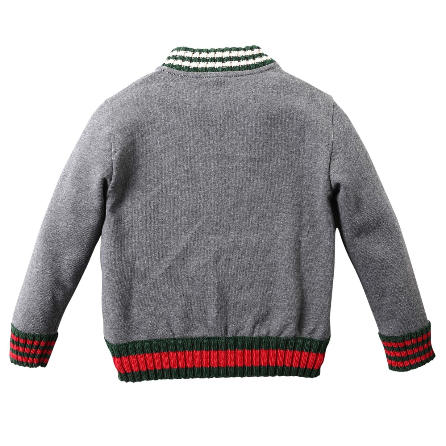 Boys Grey Ribbed Cuffs Cotton Jacket