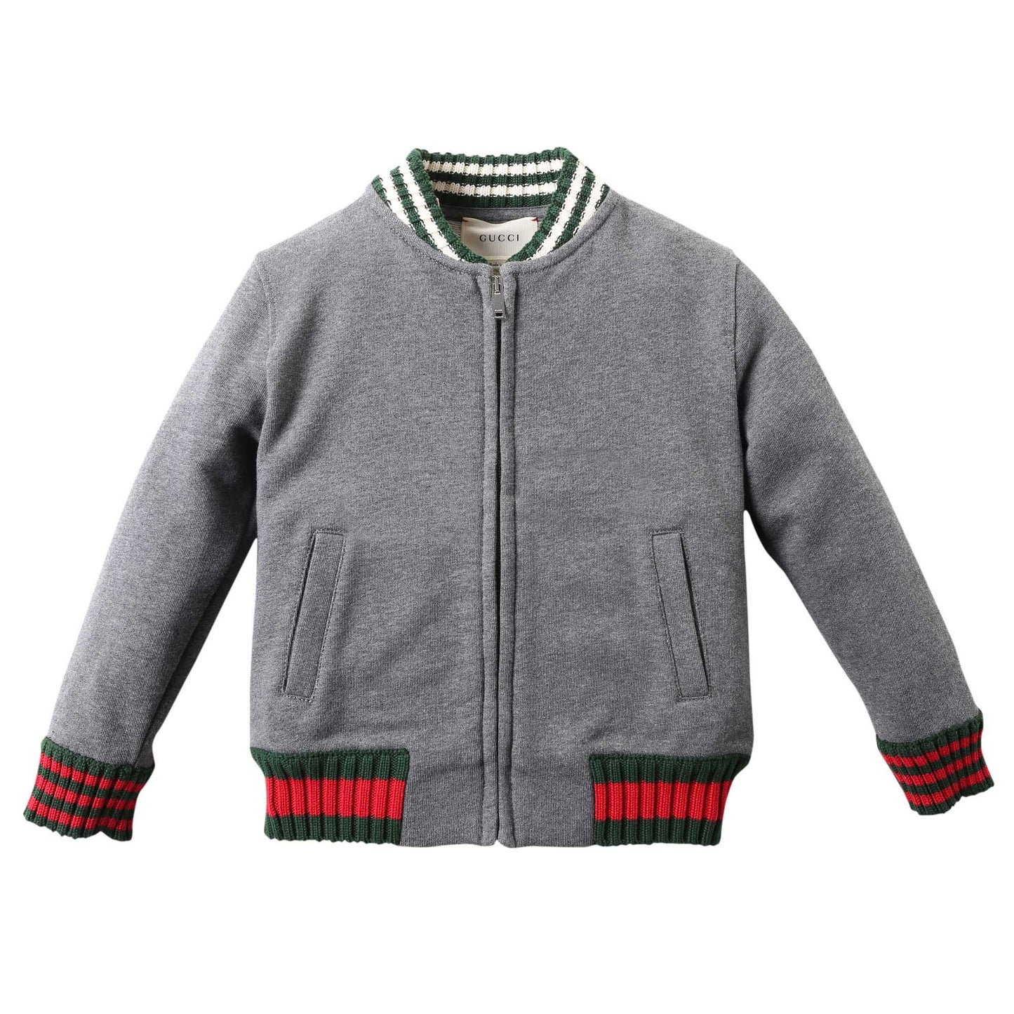Boys Grey Ribbed Cuffs Cotton Jacket
