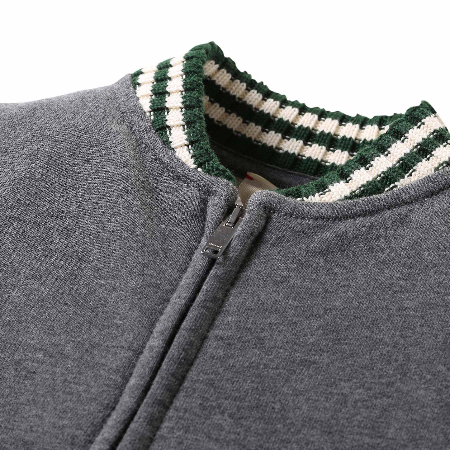 Boys Grey Ribbed Cuffs Cotton Jacket
