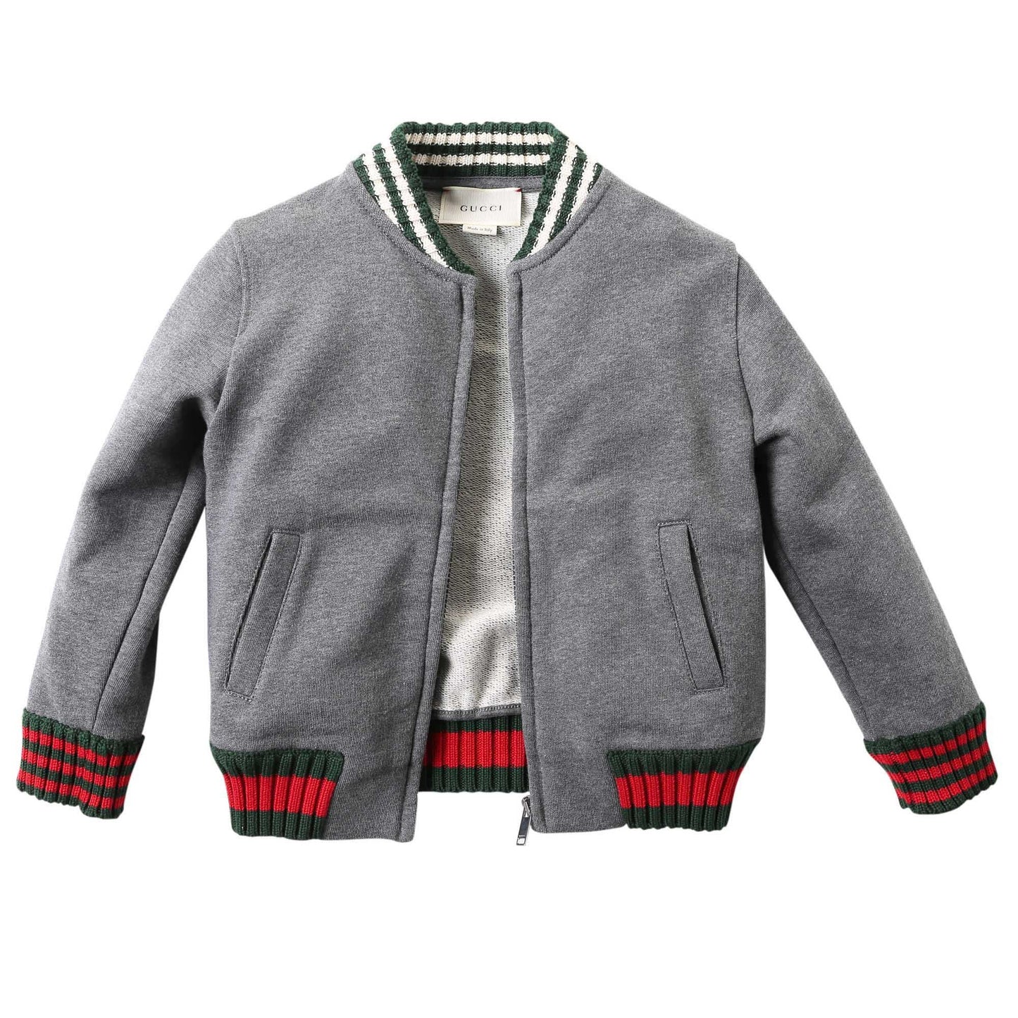 Boys Grey Ribbed Cuffs Cotton Jacket