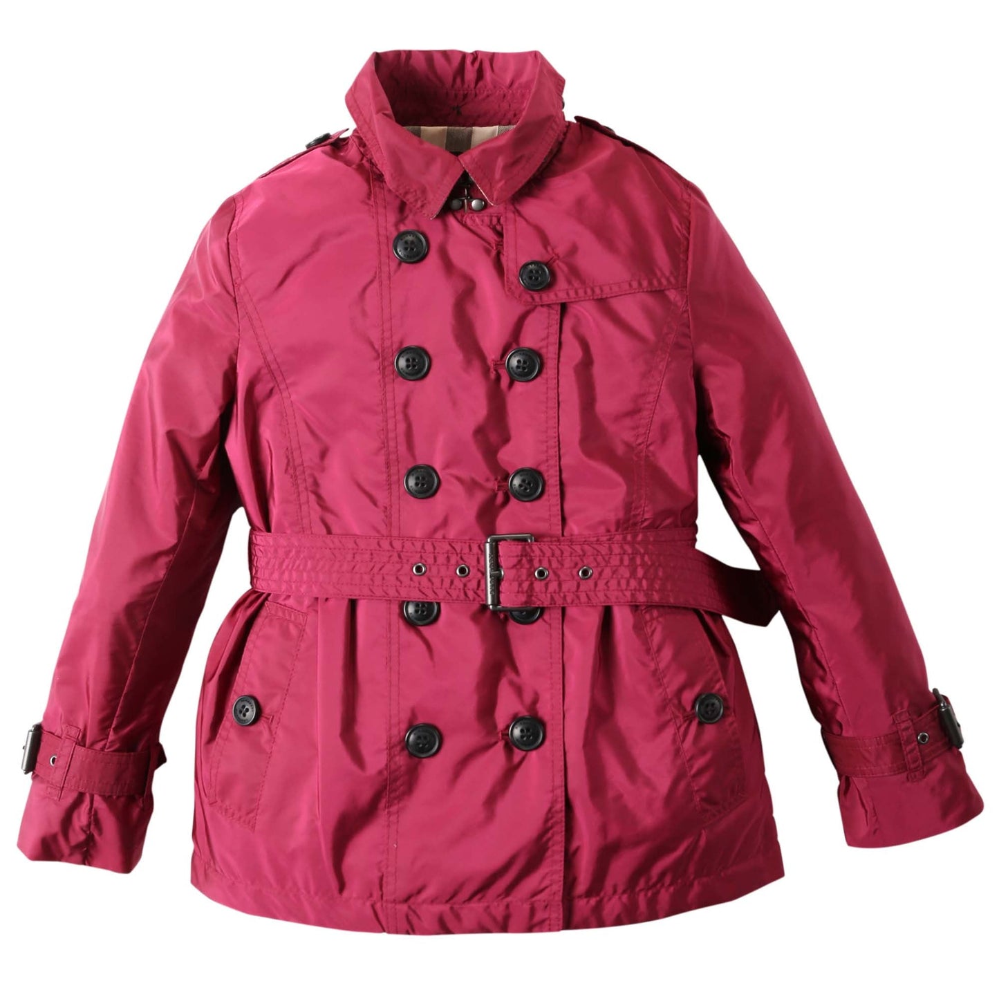 Girls Dark Plum Pink Wool Hooded Duffle Coat