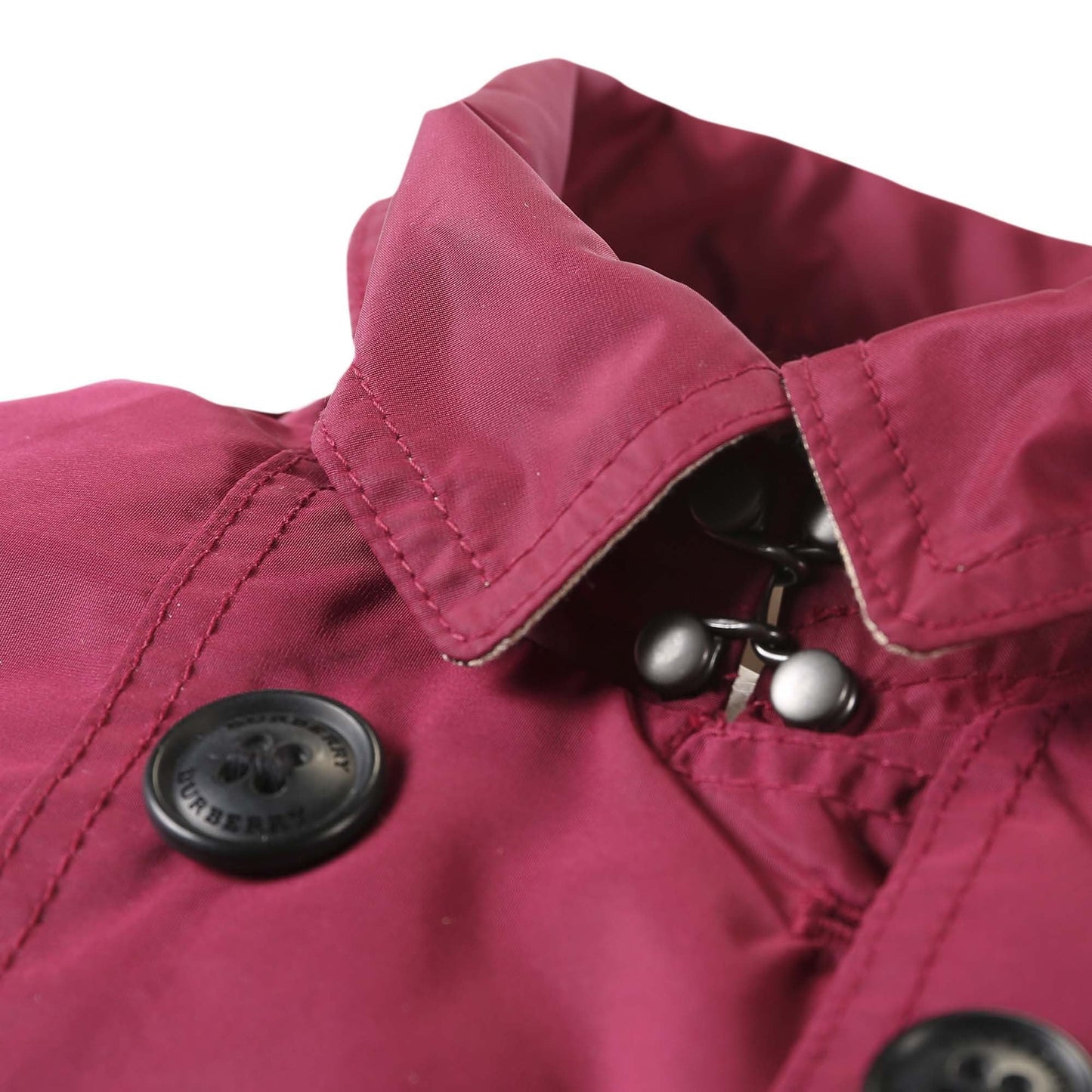 Girls Dark Plum Pink Wool Hooded Duffle Coat
