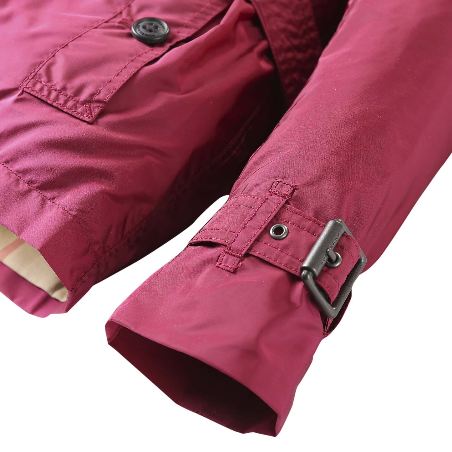 Girls Dark Plum Pink Wool Hooded Duffle Coat