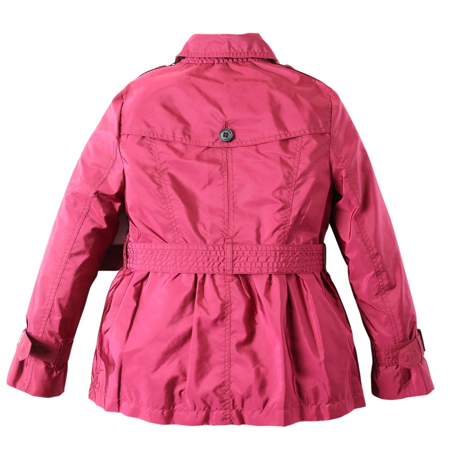 Girls Dark Plum Pink Wool Hooded Duffle Coat