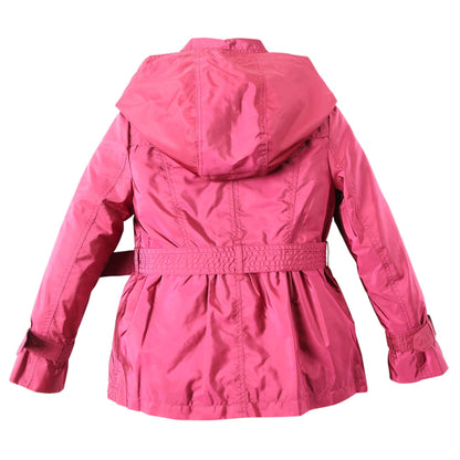 Girls Dark Plum Pink Wool Hooded Duffle Coat