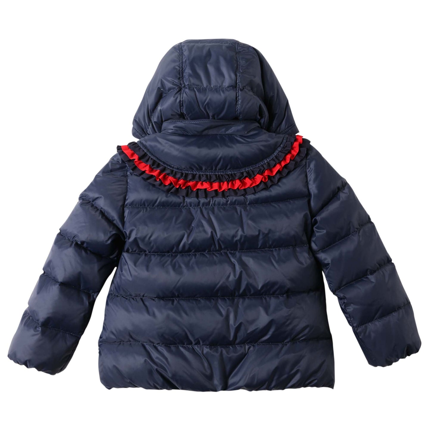 Baby Girls Navy Blue Frilled Trims Padded Down Jacket