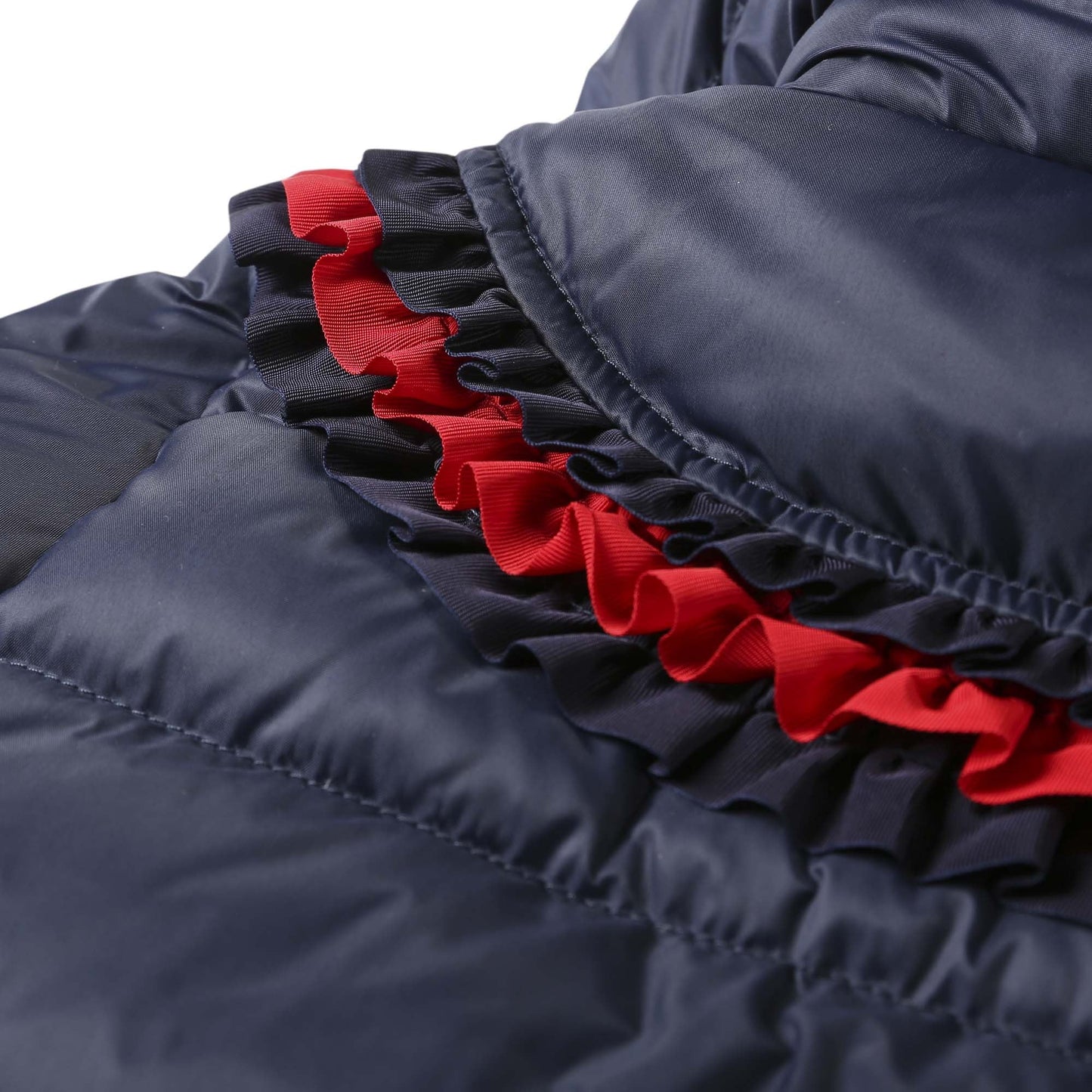 Baby Girls Navy Blue Frilled Trims Padded Down Jacket