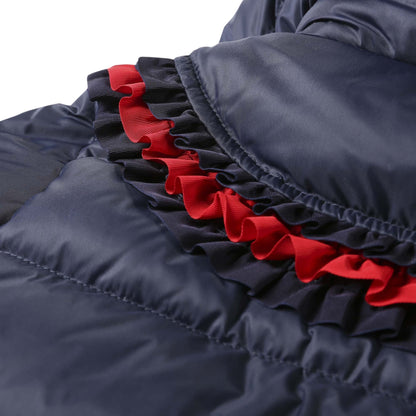 Baby Girls Navy Blue Frilled Trims Padded Down Jacket