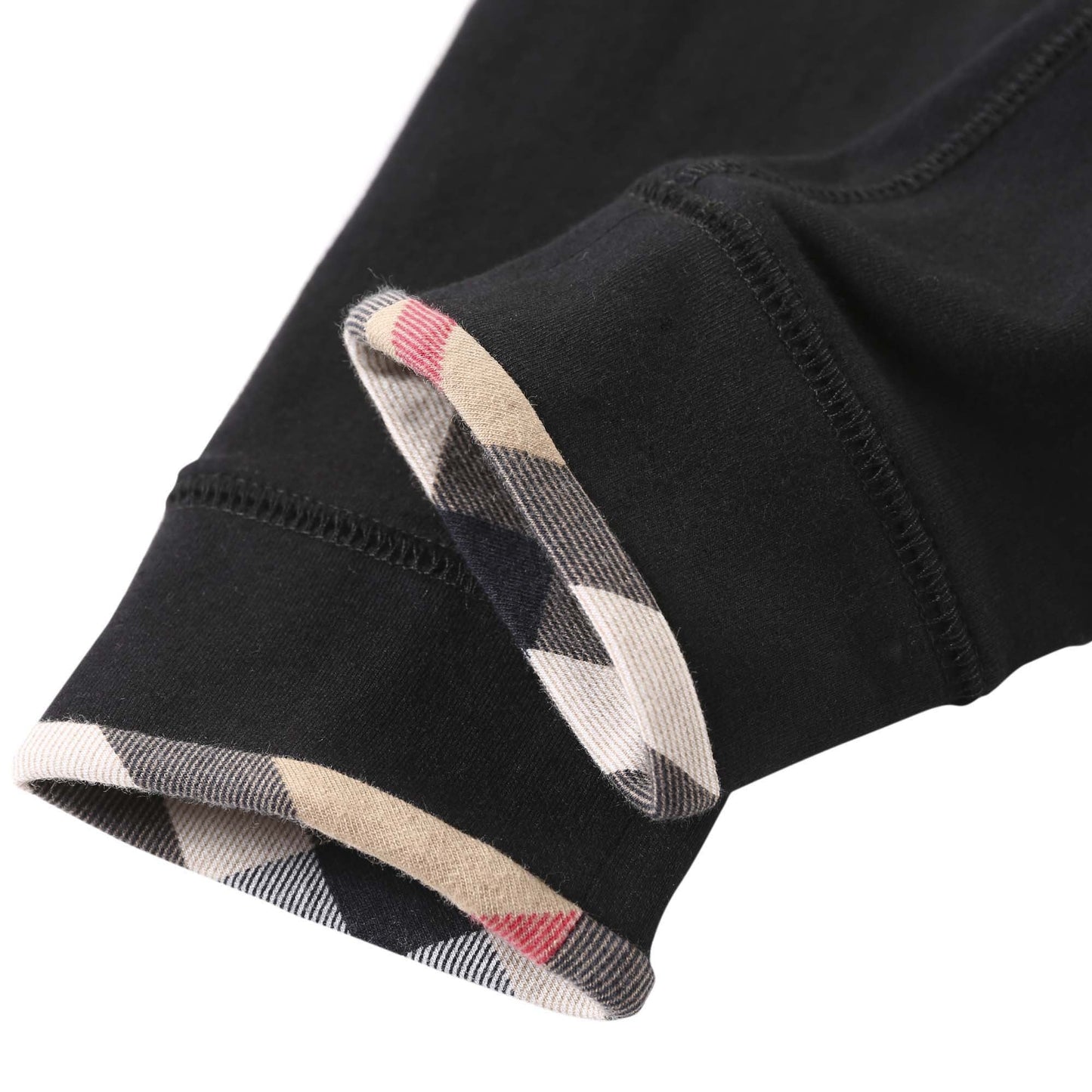 Baby Boys&Girls Black Cotton Trouser With Check Cuffs