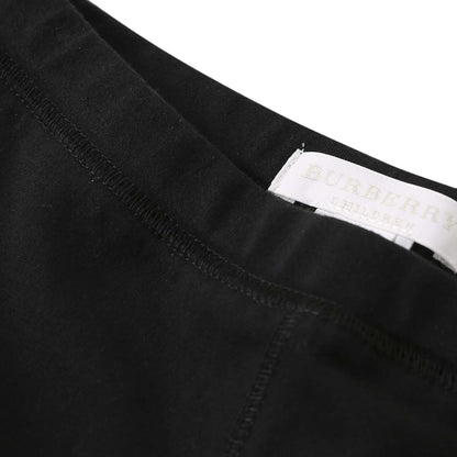 Girls Black Cotton Trouser With Check Cuffs