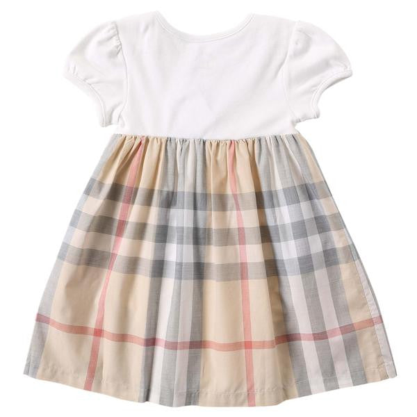 Baby Girls White & Check Cotton Dress