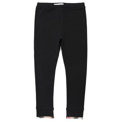 Baby Boys&Girls Black Cotton Trouser With Check Cuffs