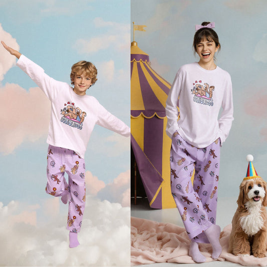 亲子款紫色噗噗棉小狗长裤