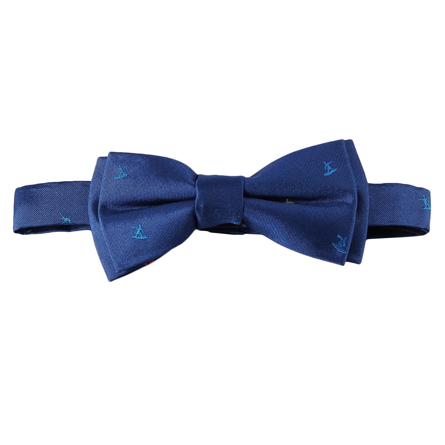 Boys Petrol Blue Embroidered Trims Silk Bow Ties