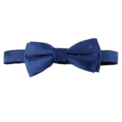 Boys Petrol Blue Embroidered Trims Silk Bow Ties