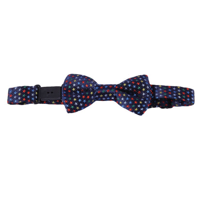 Baby Boys Navy Blue Silk Bow Ties With Colorful Spot Trims