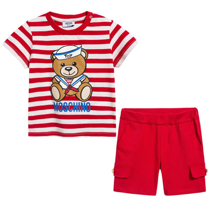Baby Girls Red Stripes Cotton Set