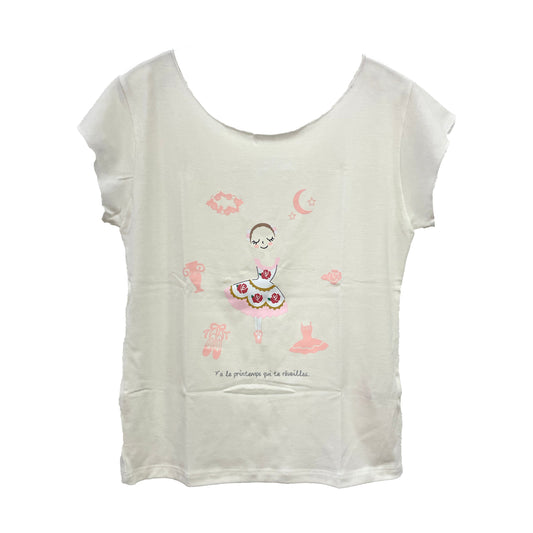 女童白色"abby-w19/Flora (White)"芭蕾舞T恤