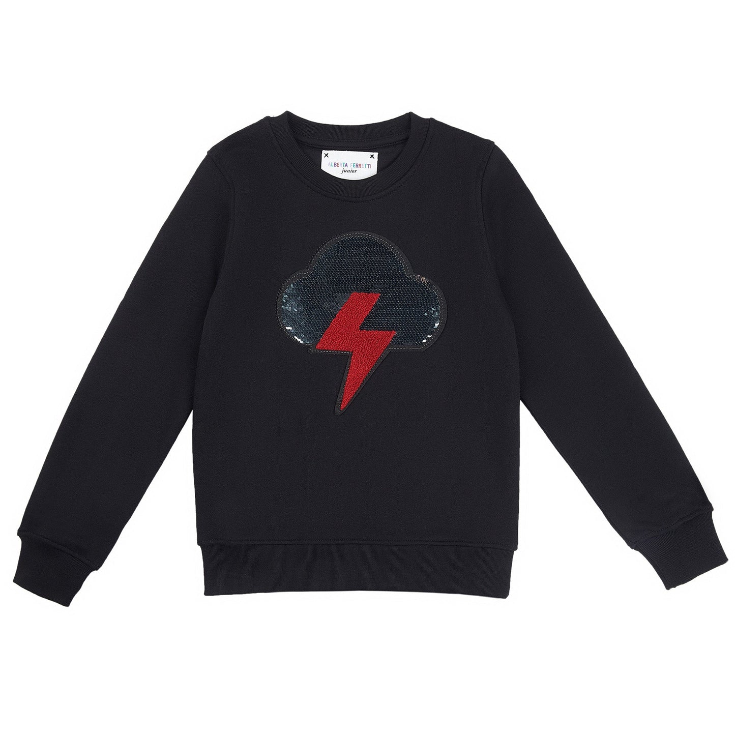 女童黑色亮片云朵棉卫衣