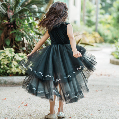 女童黑色珠绣礼服裙