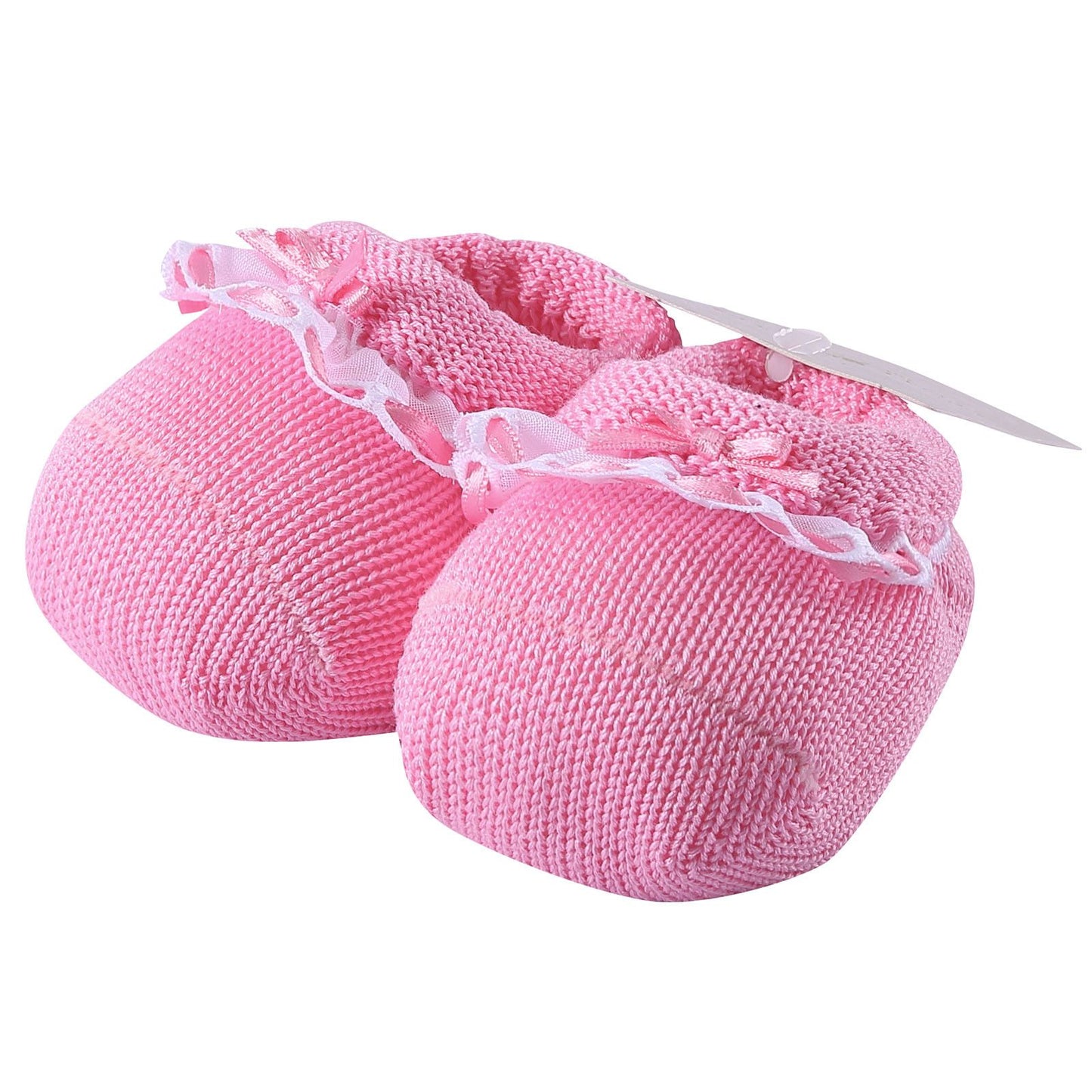 Baby Pink Lace Trims Knitted Cotton Shoes