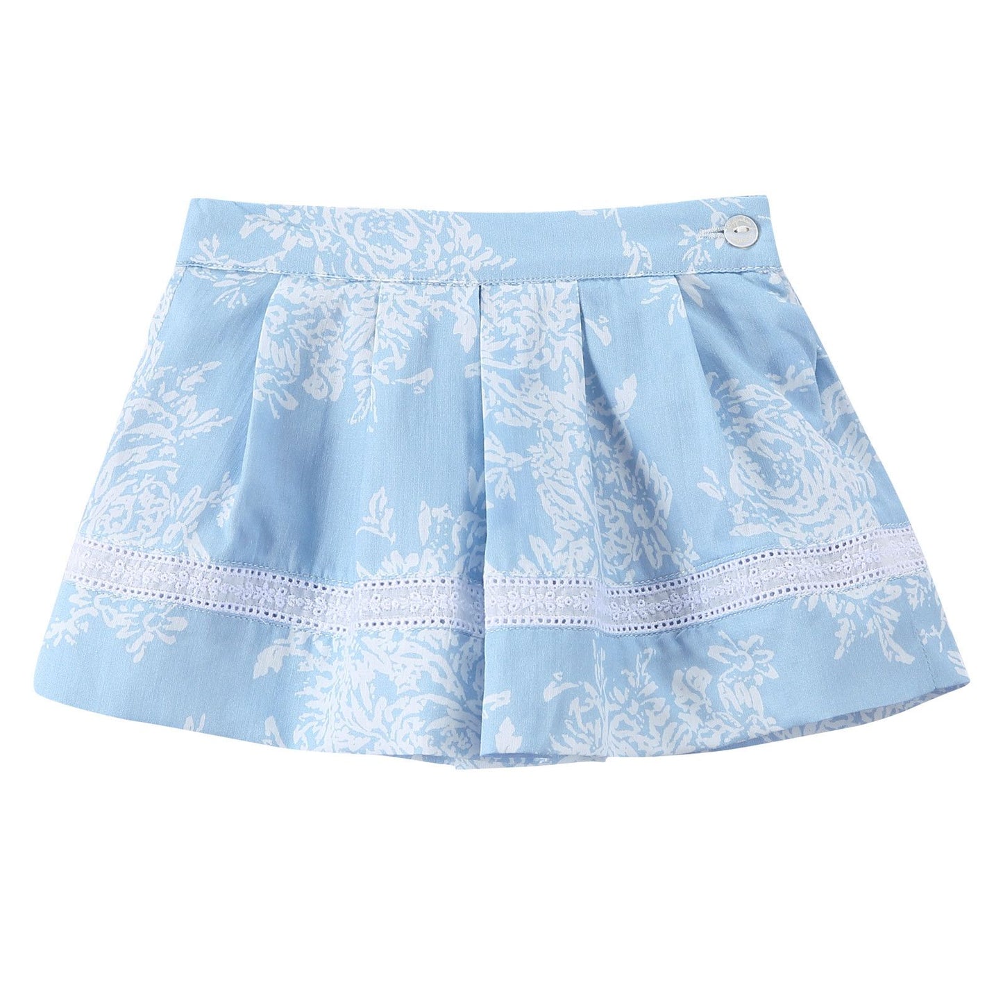 Baby Girls Blue Floral Printed Skirts With Underpants