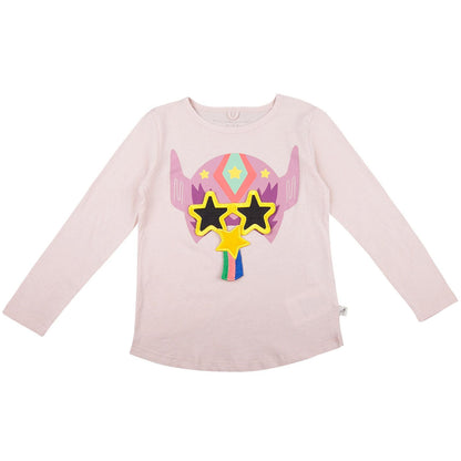 Barley Girls Pink Super Stella Heroes T-Shirt With Star Patches