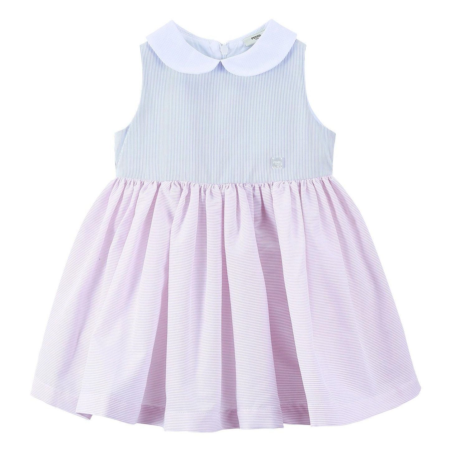 Baby Girls Blue&White Peter Pan Collar Cotton Dress