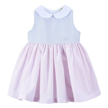 Baby Girls Blue&White Peter Pan Collar Cotton Dress
