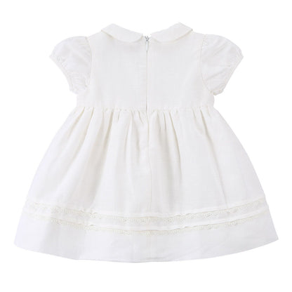 Baby Girls Milk White Dress With Peter Pan Collar