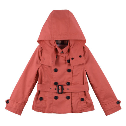 Girls Bright Copper Pink Hooded Cotton Jacket