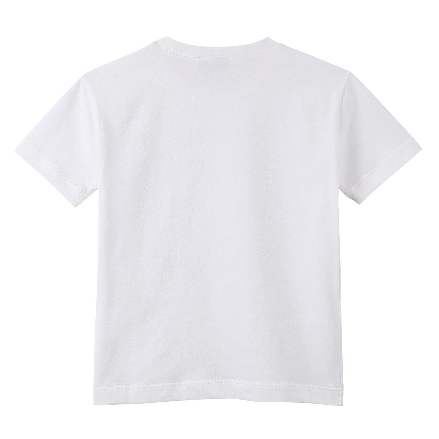 Boys White Cotton T-Shirt With Gray Rhinestone Logo