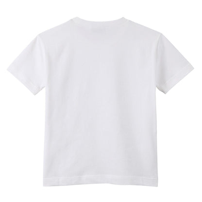 Boys White Cotton T-Shirt With Gray Rhinestone Logo
