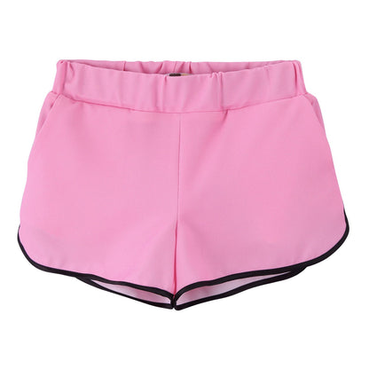 Girls Pink Shorts With Multicolor Edge Trim