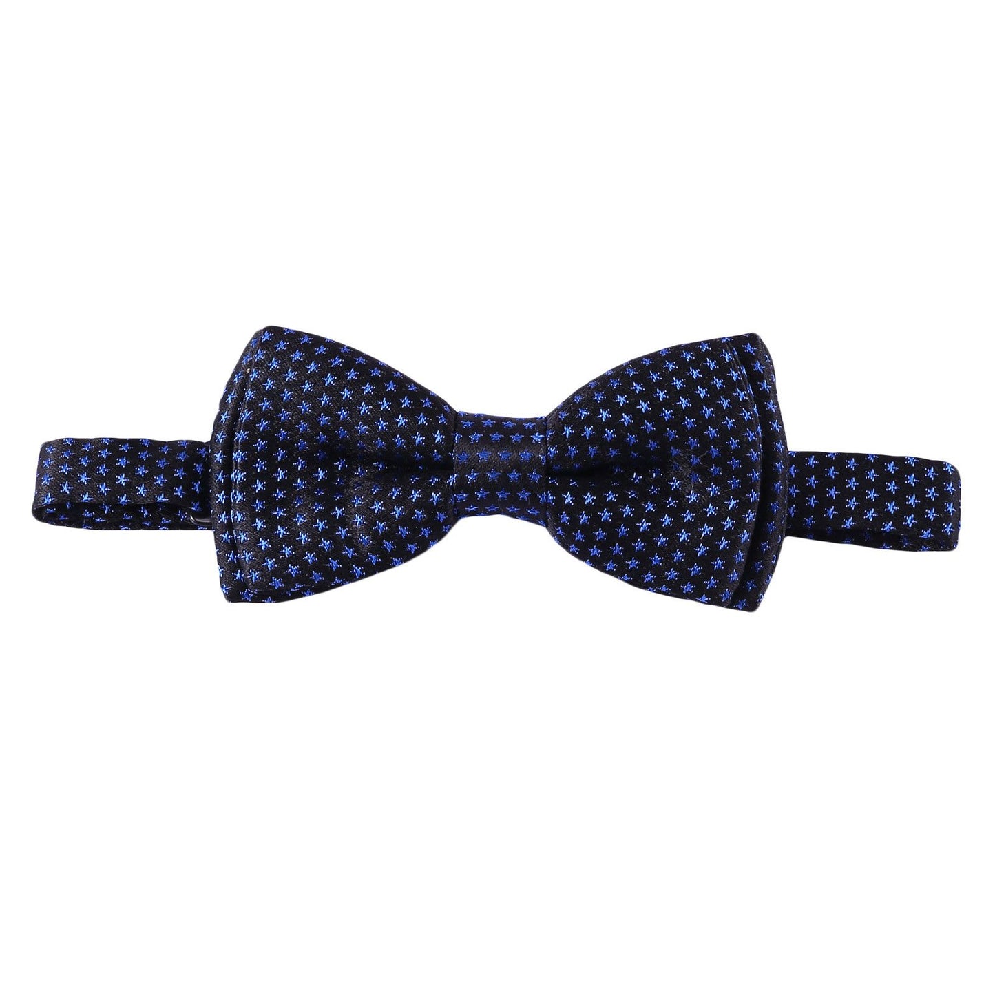 Boys Navy Blue Bow Ties With Star Print Trims