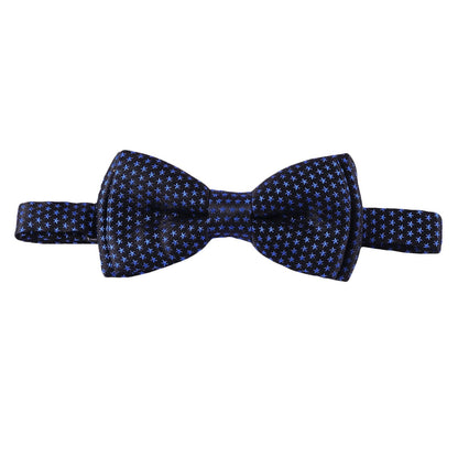 Boys Navy Blue Bow Ties With Star Print Trims