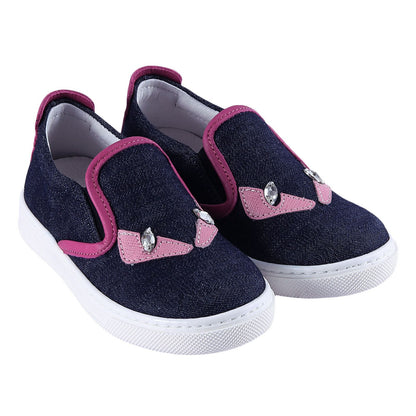 Girls Blue 'Monster' Surface Leather Trainers