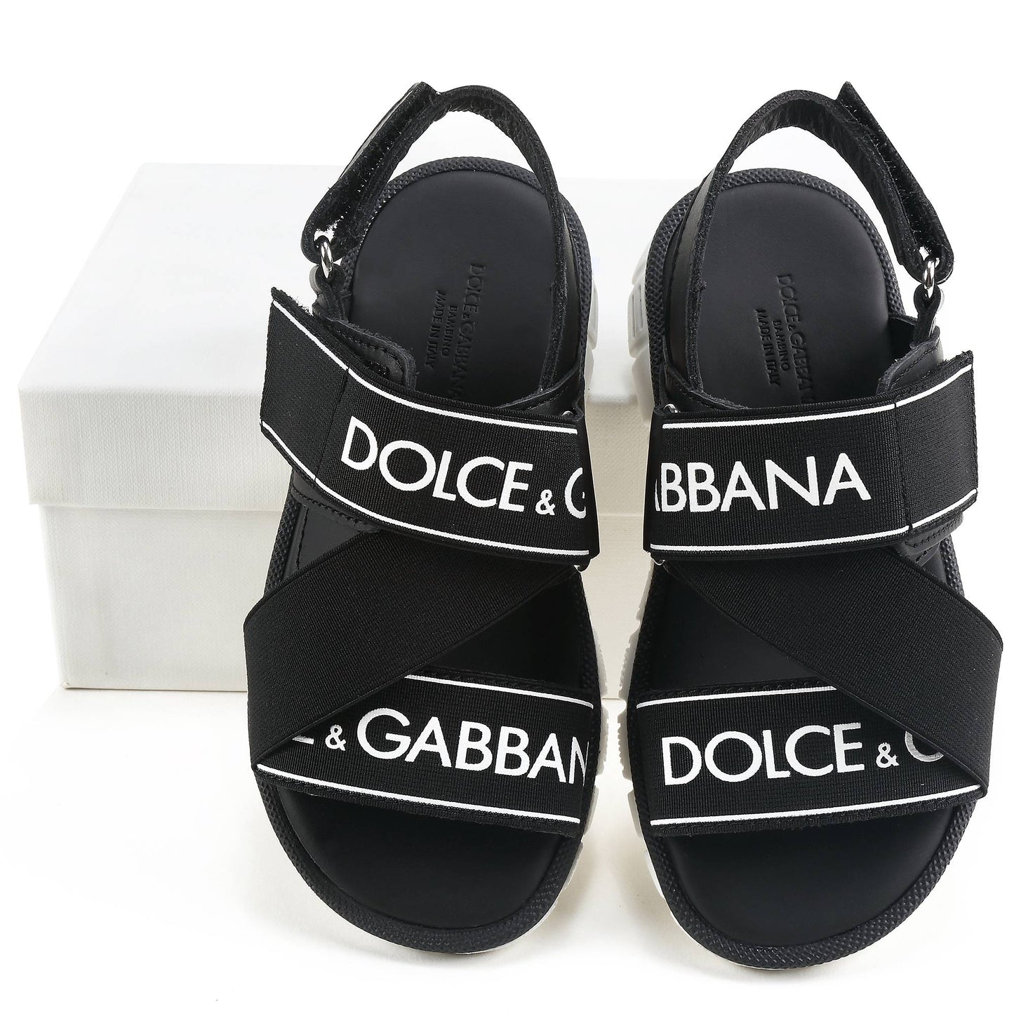 Girls & Boys Black Logo Sandals