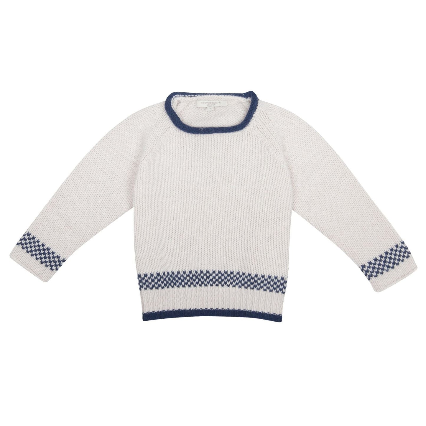 Boys&Girls White Two Tone Knitted Luxurious Sweater