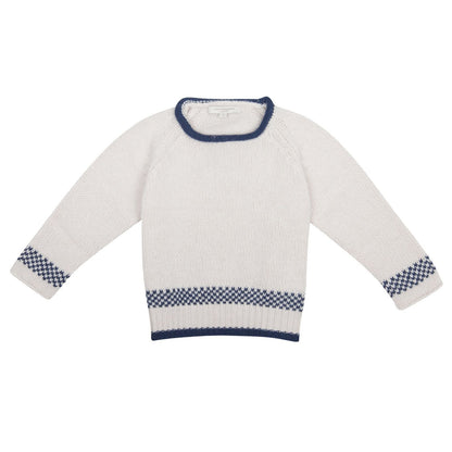 Boys&Girls White Two Tone Knitted Luxurious Sweater