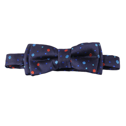 Boys Navy Blue Bow Ties With Colorful Spot Trims