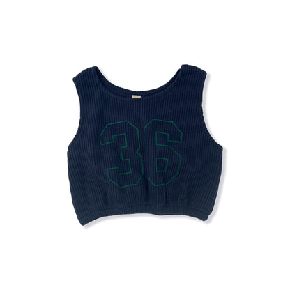 女童藏青色Logo灯芯绒背心
