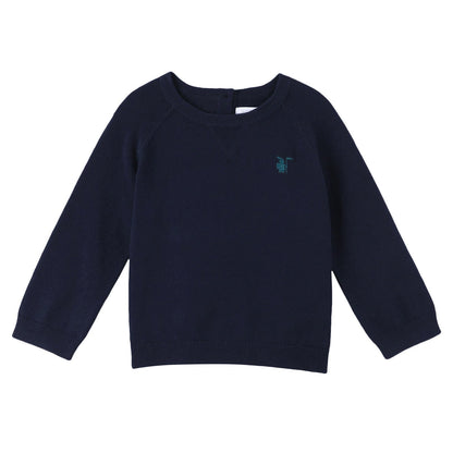 Baby Boys Navy Blue Knitted Cotton Sweater