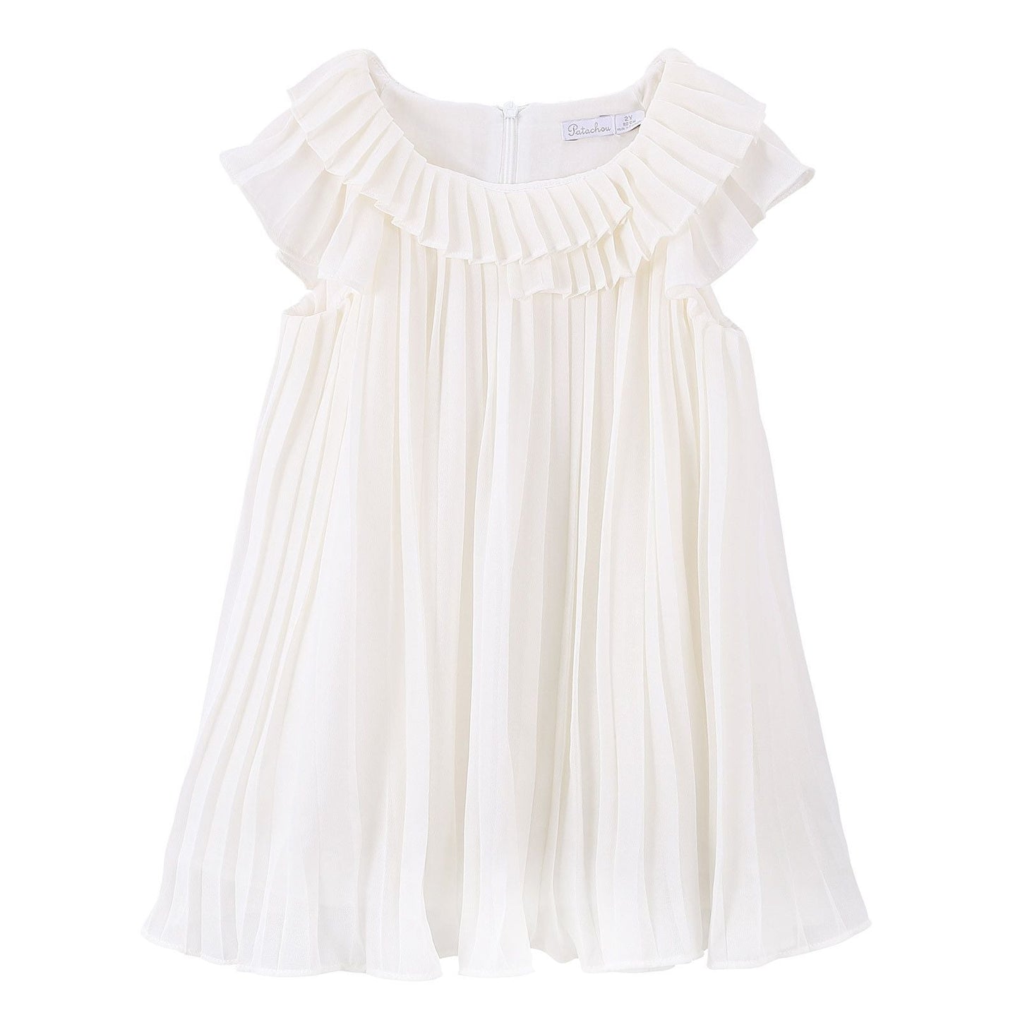Girls White Sleeveles Pleated Dress