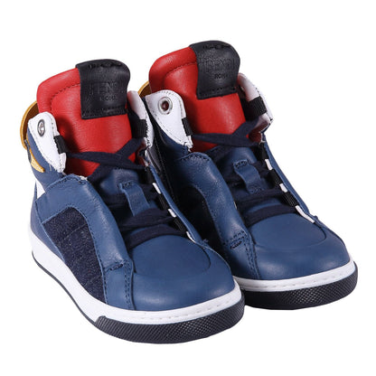 Boys Blue 'Monster' Leather High-Top Trainers