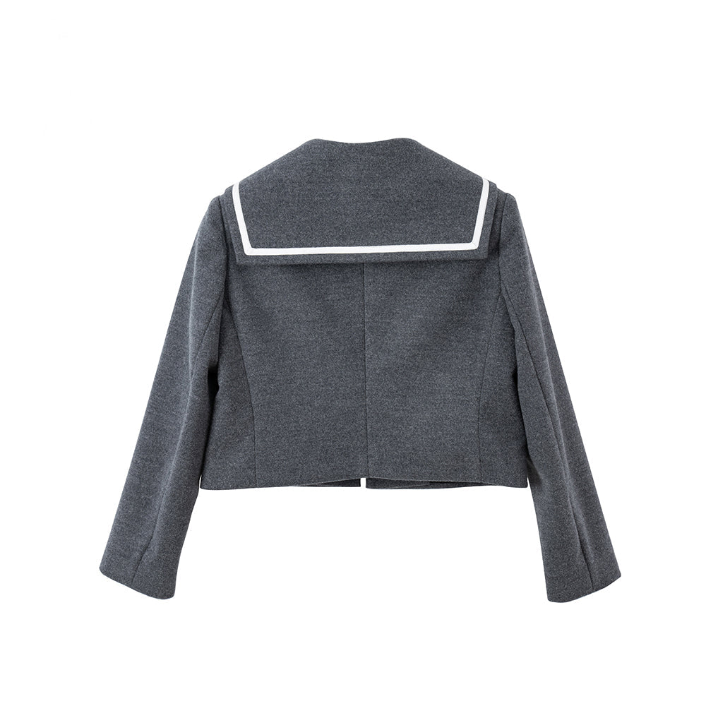 女童灰色毛呢上衣